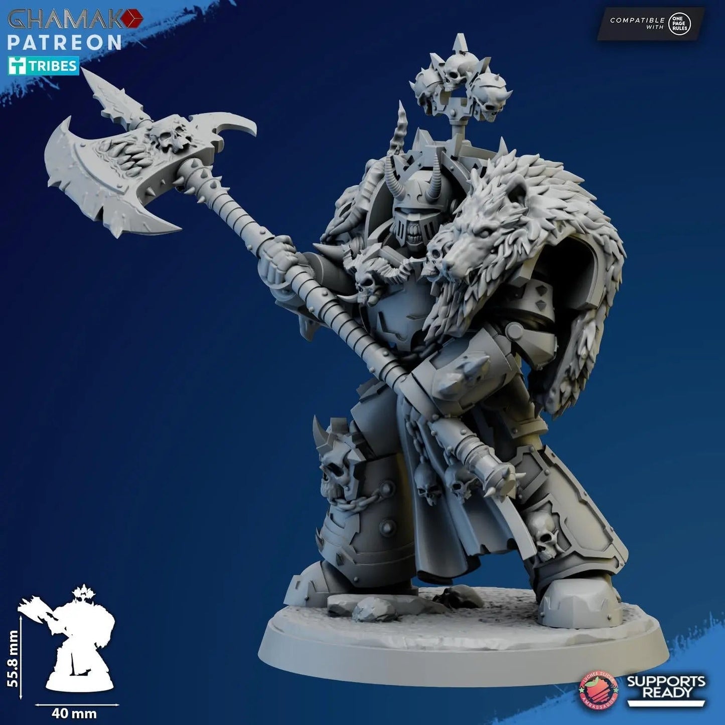 Exterminator Lord 4 by Ghamak Fantasy 28/32mm Scale Miniature, 56mm tall, Marine, Proxy, Sci - fi, Warlord, Chaos - DelsBricks Toys & CollectiblesResin Printed MiniatureDelsBricks Toys & CollectiblesMega Diamonds & Schwartzreiter Mini Forge