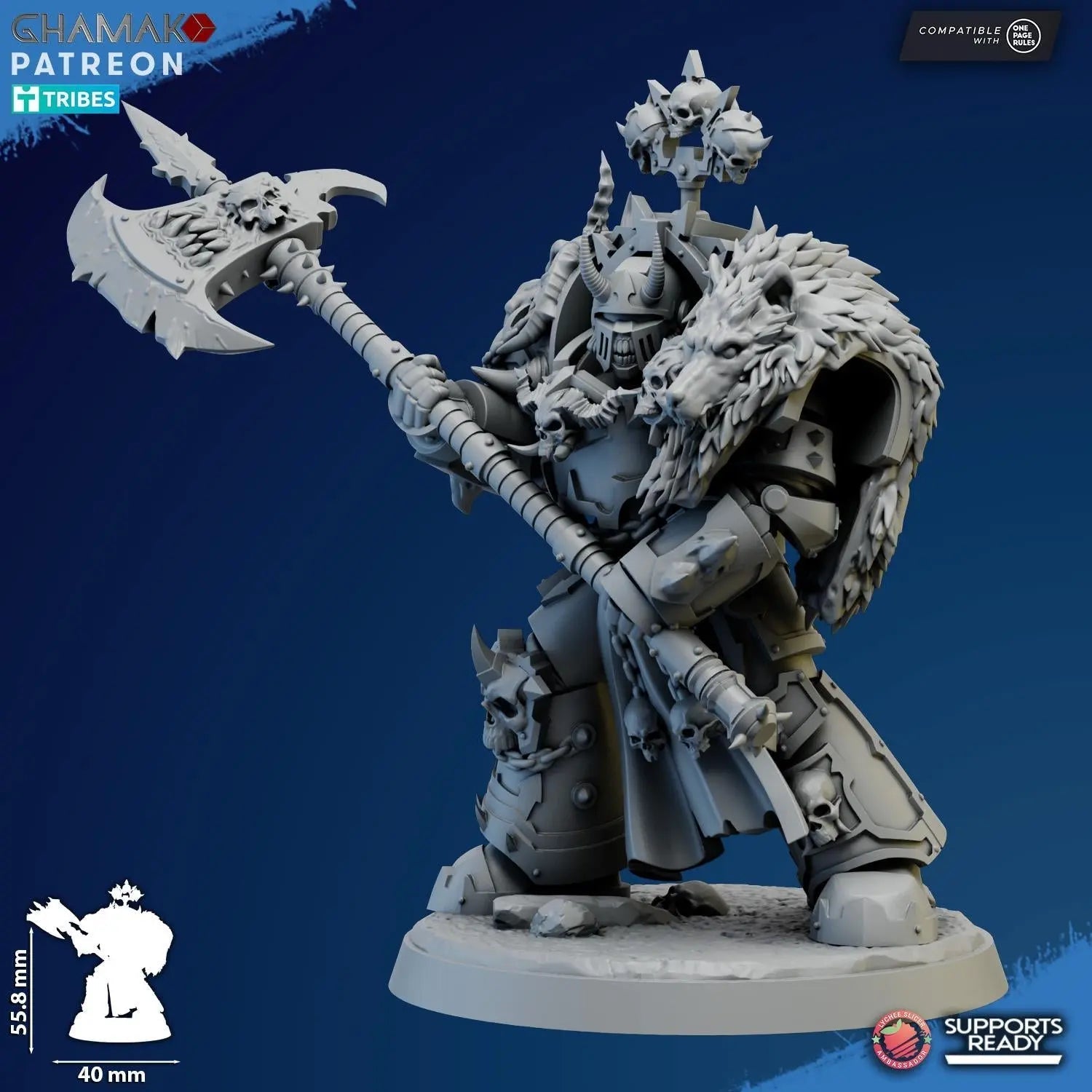 Exterminator Lord 4 by Ghamak Fantasy 28/32mm Scale Miniature, 56mm tall, Marine, Proxy, Sci - fi, Warlord, Chaos - DelsBricks Toys & CollectiblesResin Printed MiniatureDelsBricks Toys & CollectiblesMega Diamonds & Schwartzreiter Mini Forge