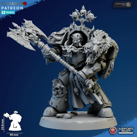 Exterminator Lord 4 by Ghamak Fantasy 28/32mm Scale Miniature, 56mm tall, Marine, Proxy, Sci - fi, Warlord, Chaos - DelsBricks Toys & CollectiblesResin Printed MiniatureDelsBricks Toys & CollectiblesMega Diamonds & Schwartzreiter Mini Forge