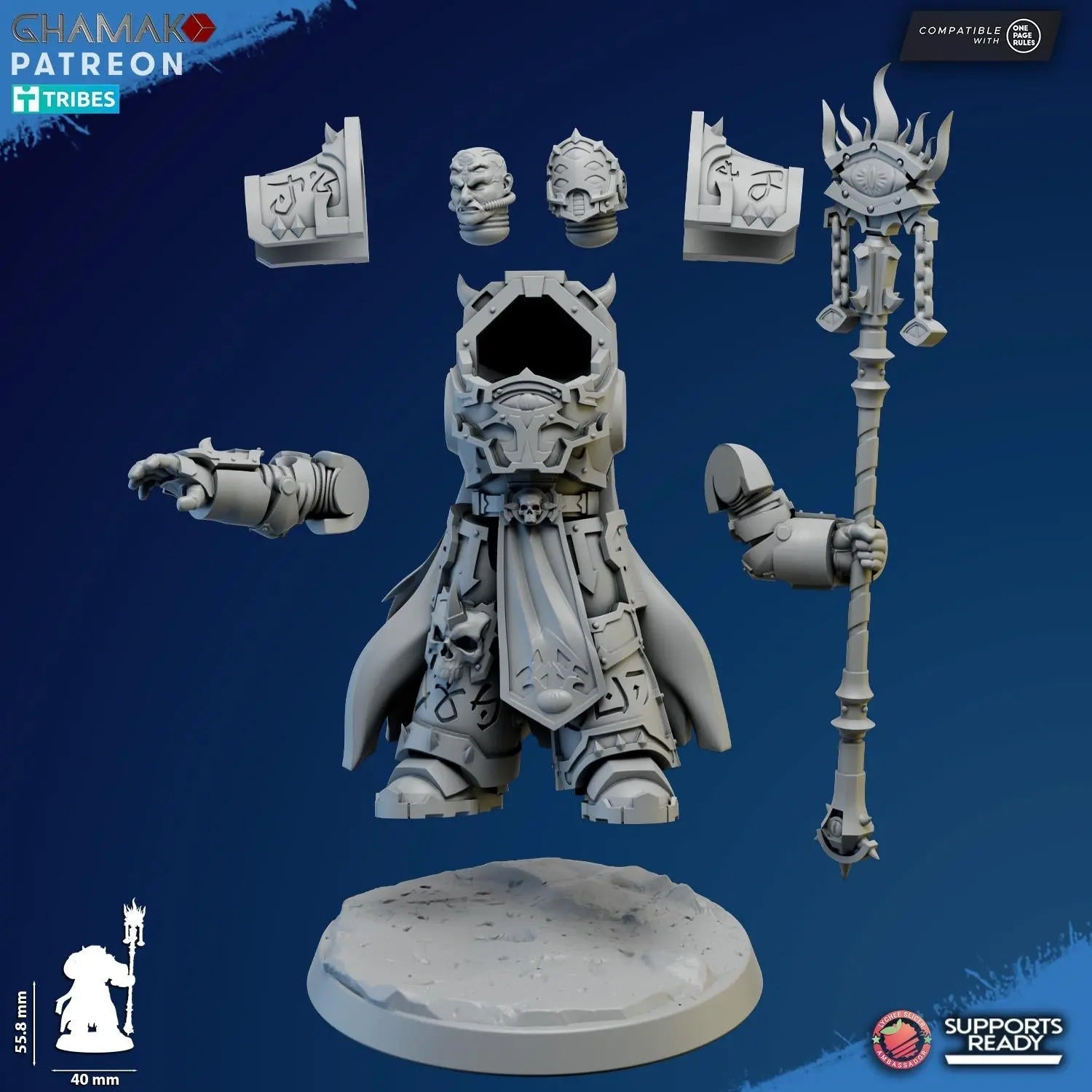Exterminator Warlock 3 by Ghamak Fantasy 28mm Scale Miniature, 56mm tall - DelsBricks Toys & CollectiblesResin Printed MiniatureDelsBricks Toys & CollectiblesMega Diamonds & Schwartzreiter Mini Forge