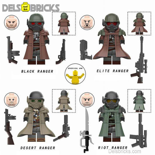 Fallout Desert Rangers Set of 4 Lego Minifigures Custom video Game Toys