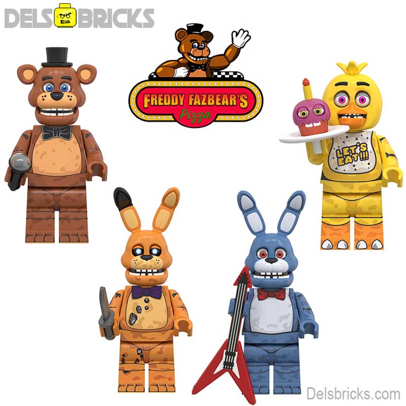 Five Nights At Freddys set of 4 Lego Minifigures custom toys 2 - DelsBricks MinifiguresLego Horror MinifiguresDelsBricks MinifiguresDelsbricks.com