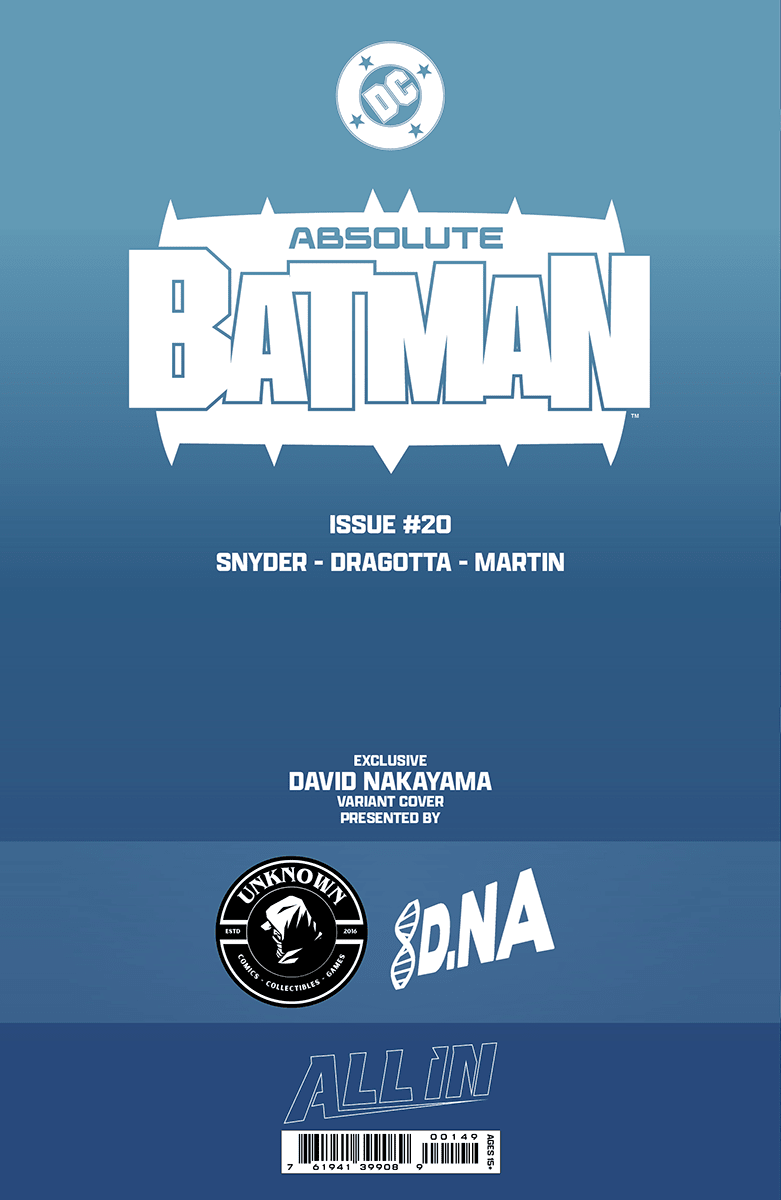 [FOIL] ABSOLUTE BATMAN 20 DAVID NAKAYAMA EXCLUSIVE VIRGIN VAR (05/13/2026) - DelsBricks Toys & CollectiblesComic BookDelsBricks Toys & CollectiblesUnknown Comic Books