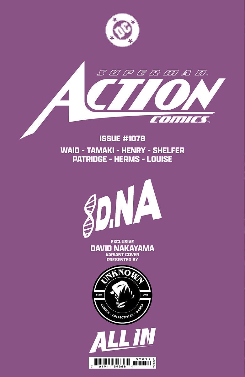 [FOIL] ACTION COMICS 1078 UNKNOWN COMICS DAVID NAKAYAMA EXCLUSIVE VIRGIN CONVENTION PREMIUM VAR (12/04/2024) - DelsBricks Toys & CollectiblesCOMIC BOOKDelsBricks Toys & CollectiblesUnknown Comic Books