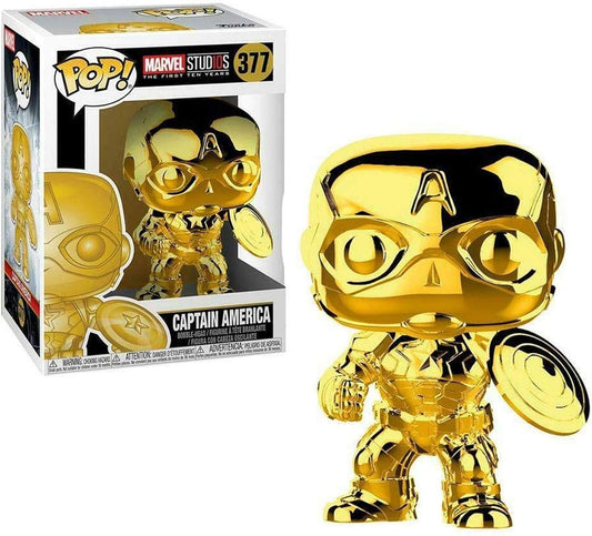 Funko Pop Marvel: Marvel Studios 10 - Captain America (Gold Chrome) - DelsBricks Toys & CollectiblesDelsBricks Toys & CollectiblesRalphie's Funhouse