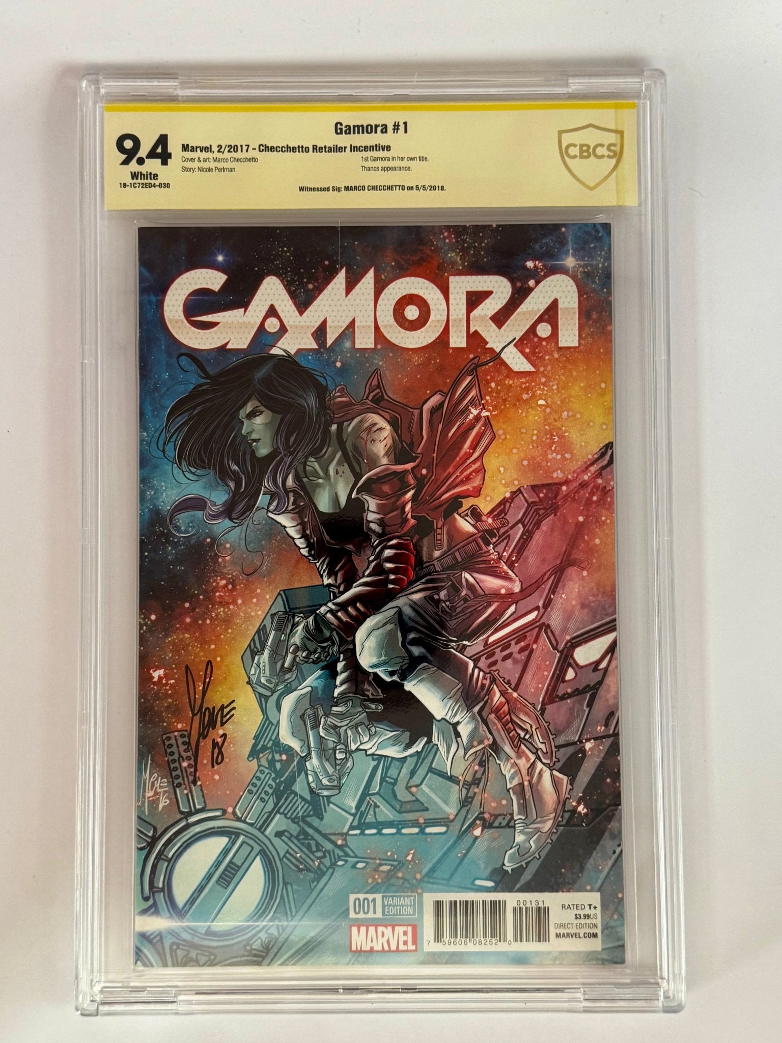 GAMORA 1 SIGNED BY CHACCHETTO | 1:25 VAR CBCS 9.4 SS YELLOW LABEL [IN STOCK] - DelsBricks Toys & CollectiblesCOMIC BOOKDelsBricks Toys & CollectiblesUnknown Comic Books