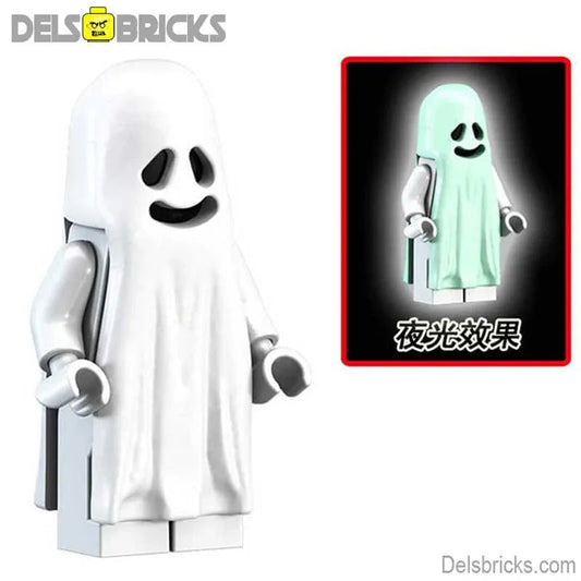 Glow in the Dark Happy Ghost - DelsBricks MinifiguresLego Horror MinifiguresDelsBricks MinifiguresDelsbricks.com