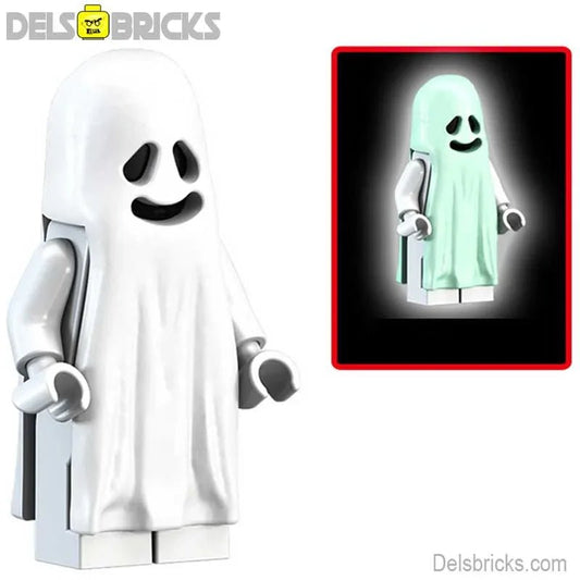 Glow in the Dark Happy Ghost - DelsBricks MinifiguresLego Horror MinifiguresDelsBricks MinifiguresDelsbricks.com