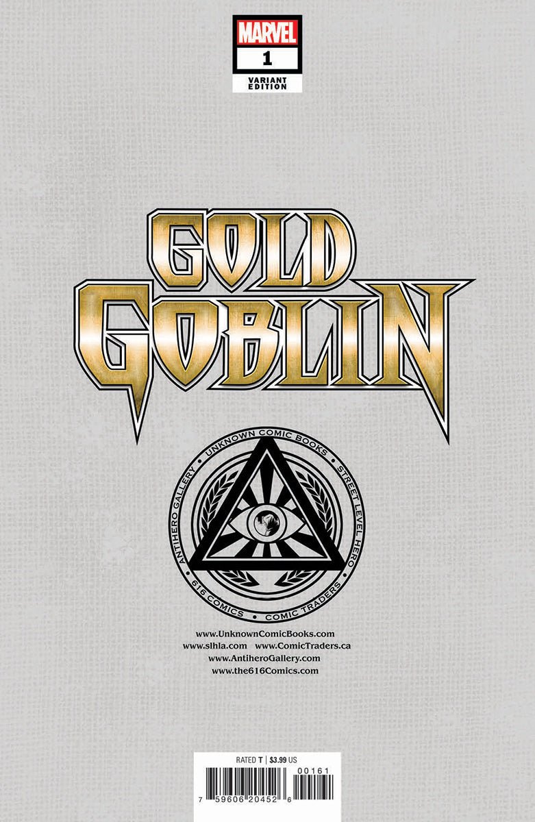 Gold Goblin 1 Unknown Comics Alan Quah Exclusive Virgin Var (11/16/2022) - DelsBricks Toys & CollectiblesCOMIC BOOK EXCLUSIVEDelsBricks Toys & CollectiblesUnknown Comic Books