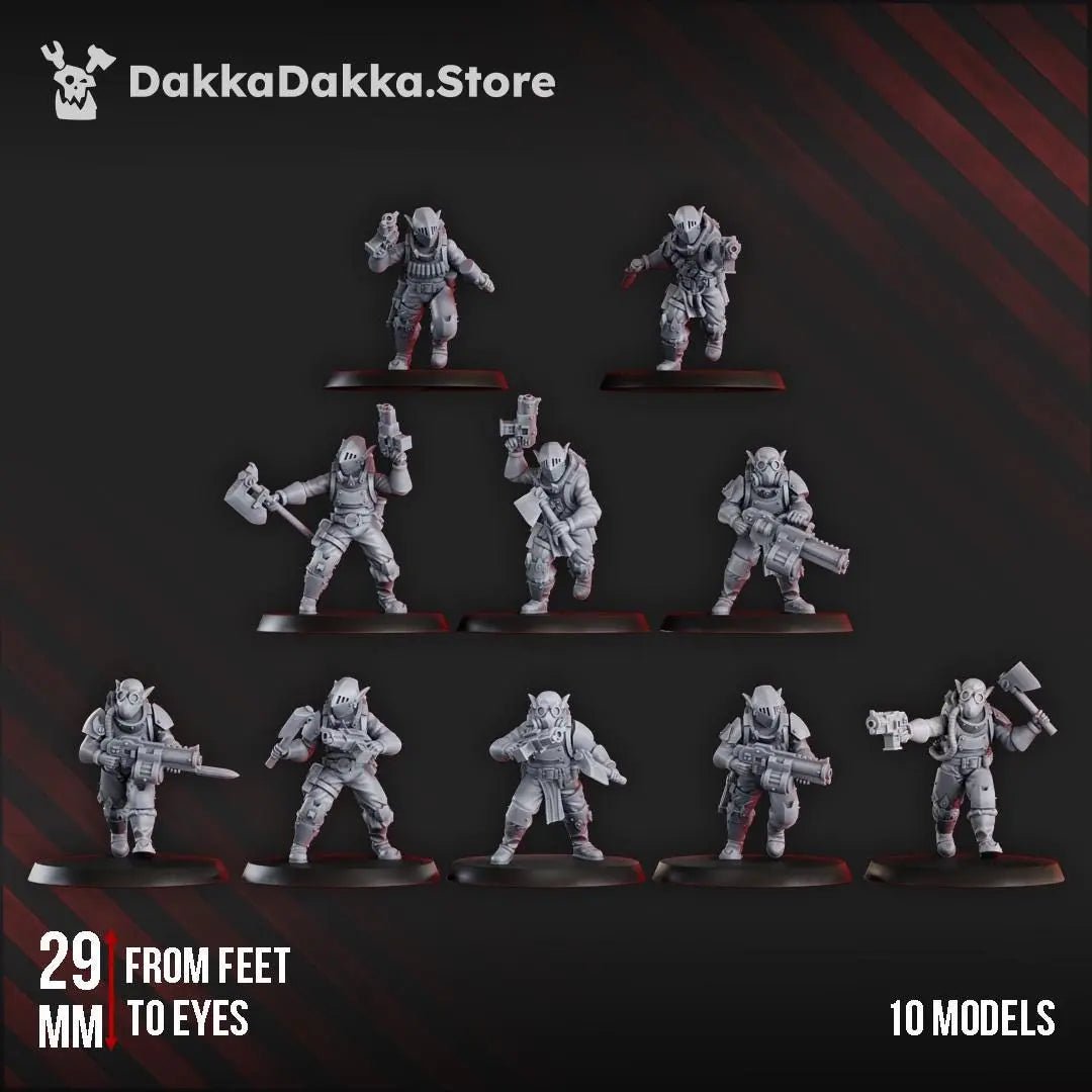 Gorggrot Tactic Squad by DakkaDakka 28mm Heroic Scale Miniature, 29mm tall, 10 Units - DelsBricks Toys & CollectiblesResin Printed MiniatureDelsBricks Toys & CollectiblesMega Diamonds & Schwartzreiter Mini Forge