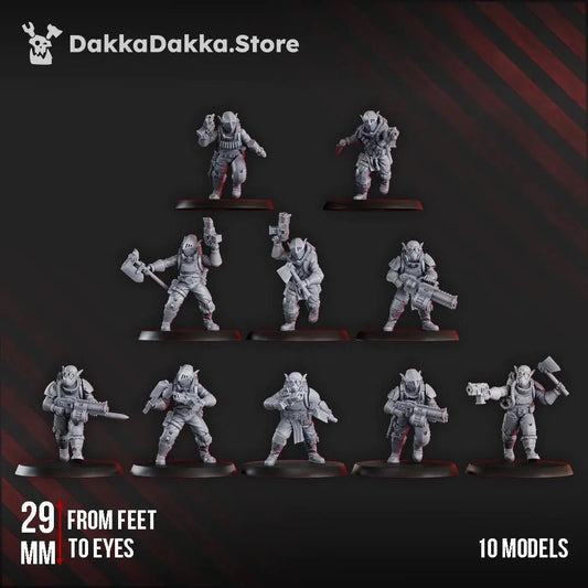 Gorggrot Tactic Squad by DakkaDakka 28mm Heroic Scale Miniature, 29mm tall, 10 Units - DelsBricks Toys & CollectiblesResin Printed MiniatureDelsBricks Toys & CollectiblesMega Diamonds & Schwartzreiter Mini Forge