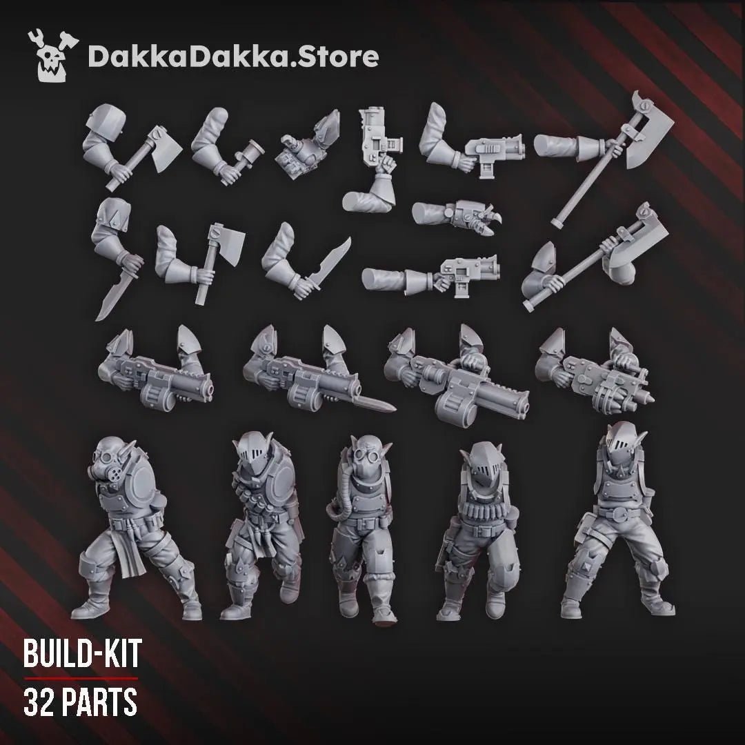 Gorggrot Tactic Squad by DakkaDakka 28mm Heroic Scale Miniature, 29mm tall, 10 Units - DelsBricks Toys & CollectiblesResin Printed MiniatureDelsBricks Toys & CollectiblesMega Diamonds & Schwartzreiter Mini Forge