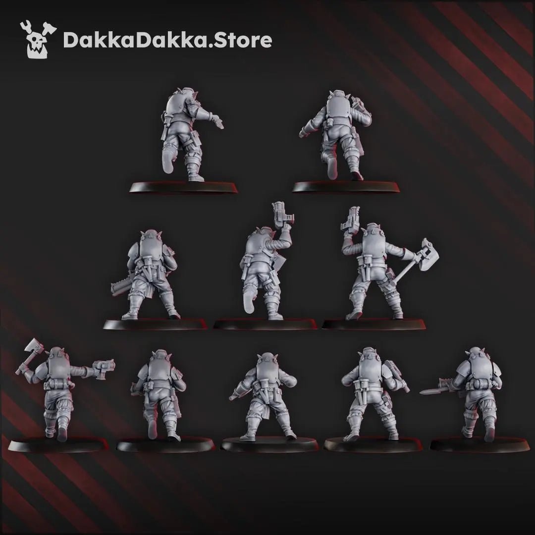 Gorggrot Tactic Squad by DakkaDakka 28mm Heroic Scale Miniature, 29mm tall, 10 Units - DelsBricks Toys & CollectiblesResin Printed MiniatureDelsBricks Toys & CollectiblesMega Diamonds & Schwartzreiter Mini Forge