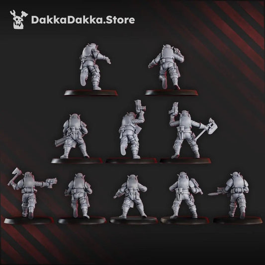 Gorggrot Tactic Squad by DakkaDakka 28mm Heroic Scale Miniature, 29mm tall, 10 Units - DelsBricks Toys & CollectiblesResin Printed MiniatureDelsBricks Toys & CollectiblesMega Diamonds & Schwartzreiter Mini Forge