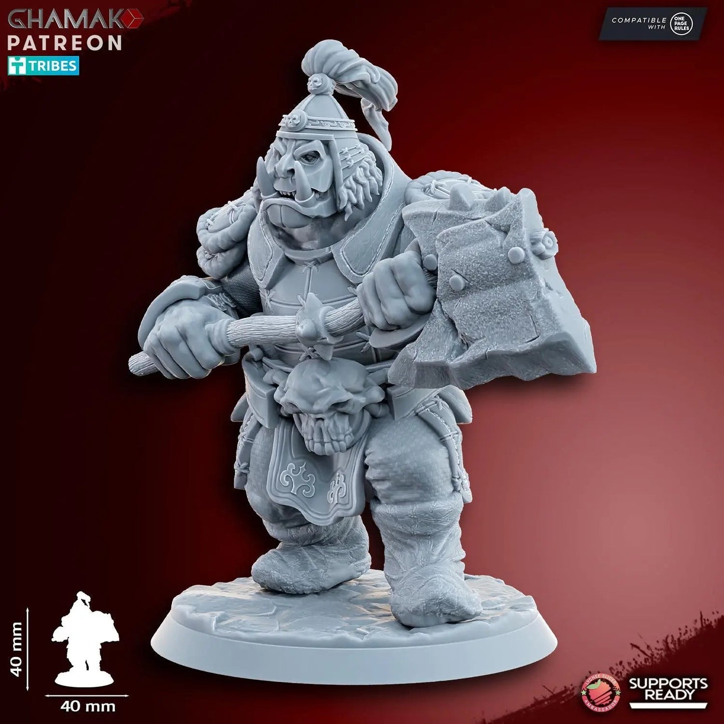Grey Waste Orc by Ghamak Fantasy 28/32mm Scale Miniature, 40mm tall, 10 Units - DelsBricks Toys & CollectiblesResin Printed MiniatureDelsBricks Toys & CollectiblesMega Diamonds & Schwartzreiter Mini Forge