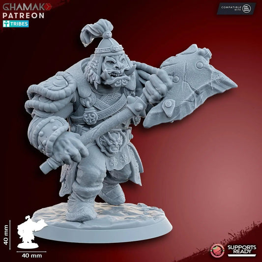 Grey Waste Orc by Ghamak Fantasy 28/32mm Scale Miniature, 40mm tall, 10 Units - DelsBricks Toys & CollectiblesResin Printed MiniatureDelsBricks Toys & CollectiblesMega Diamonds & Schwartzreiter Mini Forge