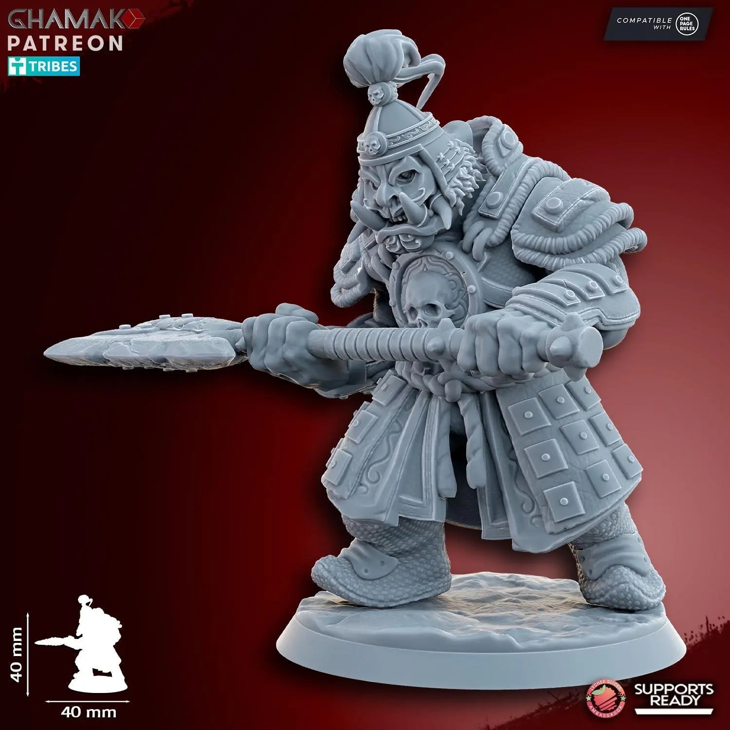 Grey Waste Orc by Ghamak Fantasy 28/32mm Scale Miniature, 40mm tall, 10 Units - DelsBricks Toys & CollectiblesResin Printed MiniatureDelsBricks Toys & CollectiblesMega Diamonds & Schwartzreiter Mini Forge