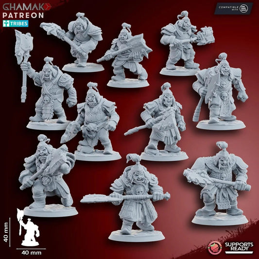 Grey Waste Orc by Ghamak Fantasy 28/32mm Scale Miniature, 40mm tall, 10 Units - DelsBricks Toys & CollectiblesResin Printed MiniatureDelsBricks Toys & CollectiblesMega Diamonds & Schwartzreiter Mini Forge