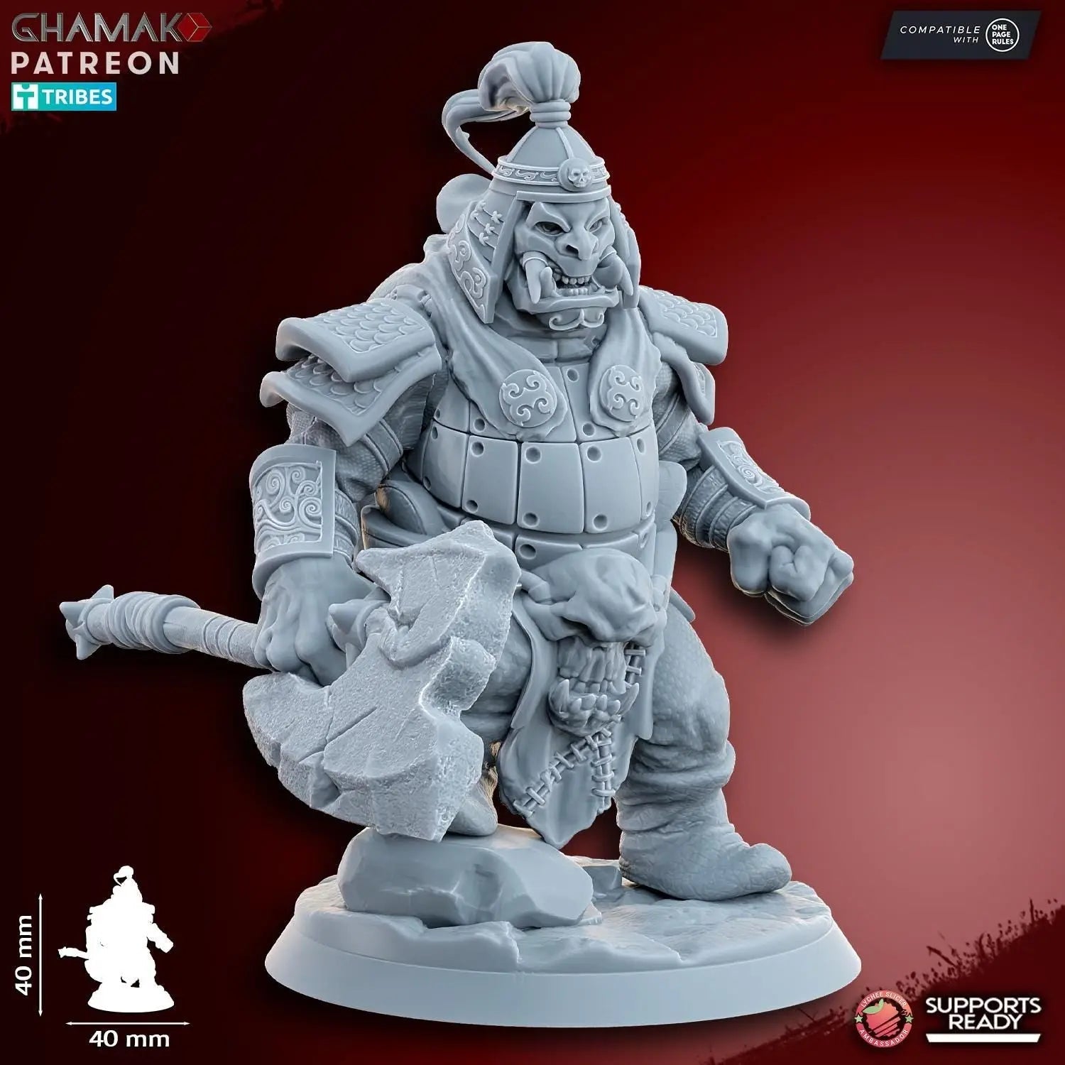 Grey Waste Orc by Ghamak Fantasy 28/32mm Scale Miniature, 40mm tall, 10 Units - DelsBricks Toys & CollectiblesResin Printed MiniatureDelsBricks Toys & CollectiblesMega Diamonds & Schwartzreiter Mini Forge