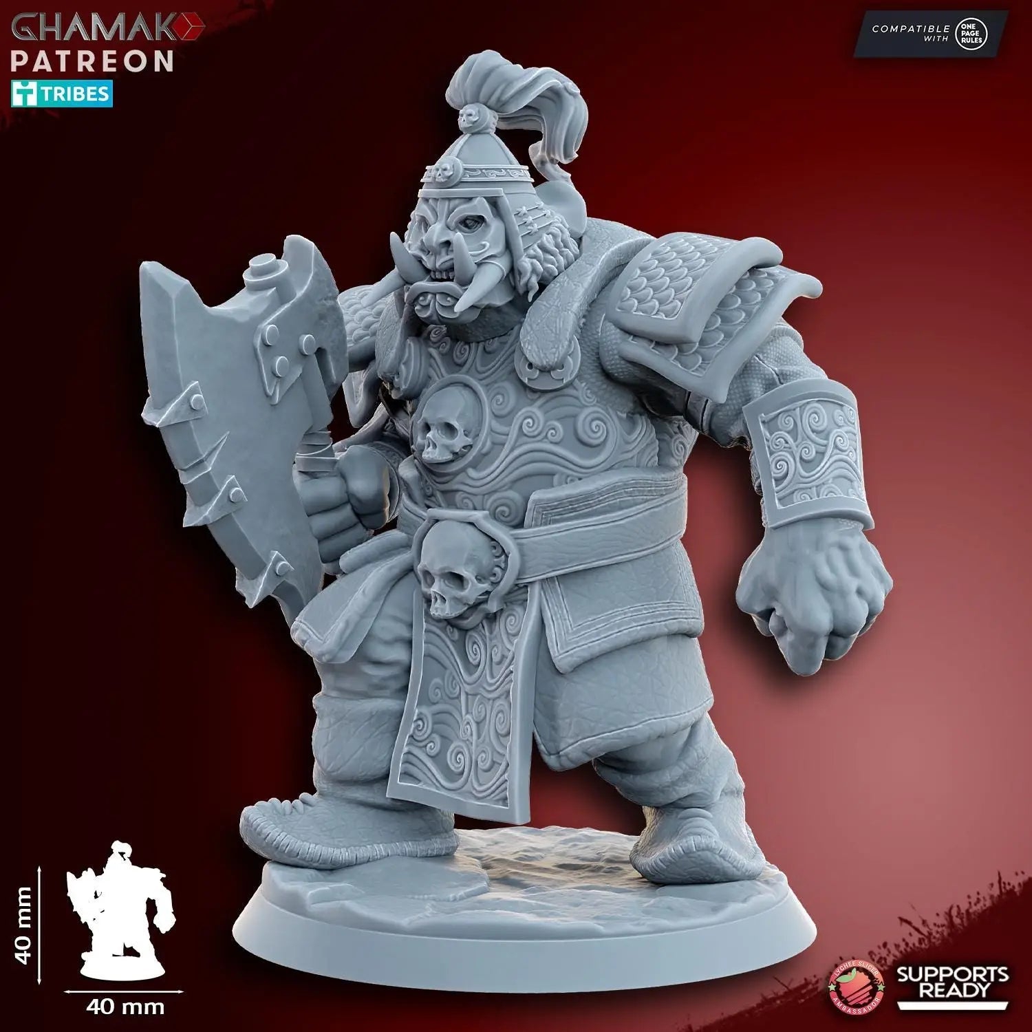 Grey Waste Orc by Ghamak Fantasy 28/32mm Scale Miniature, 40mm tall, 10 Units - DelsBricks Toys & CollectiblesResin Printed MiniatureDelsBricks Toys & CollectiblesMega Diamonds & Schwartzreiter Mini Forge