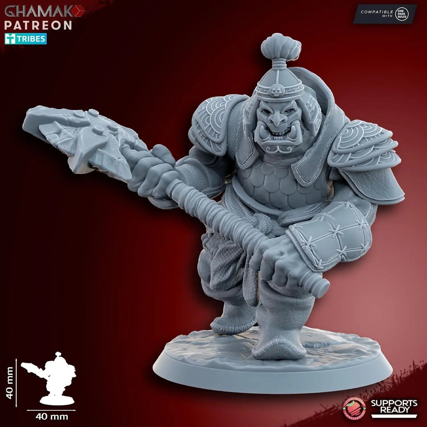Grey Waste Orc by Ghamak Fantasy 28/32mm Scale Miniature, 40mm tall, 10 Units - DelsBricks Toys & CollectiblesResin Printed MiniatureDelsBricks Toys & CollectiblesMega Diamonds & Schwartzreiter Mini Forge