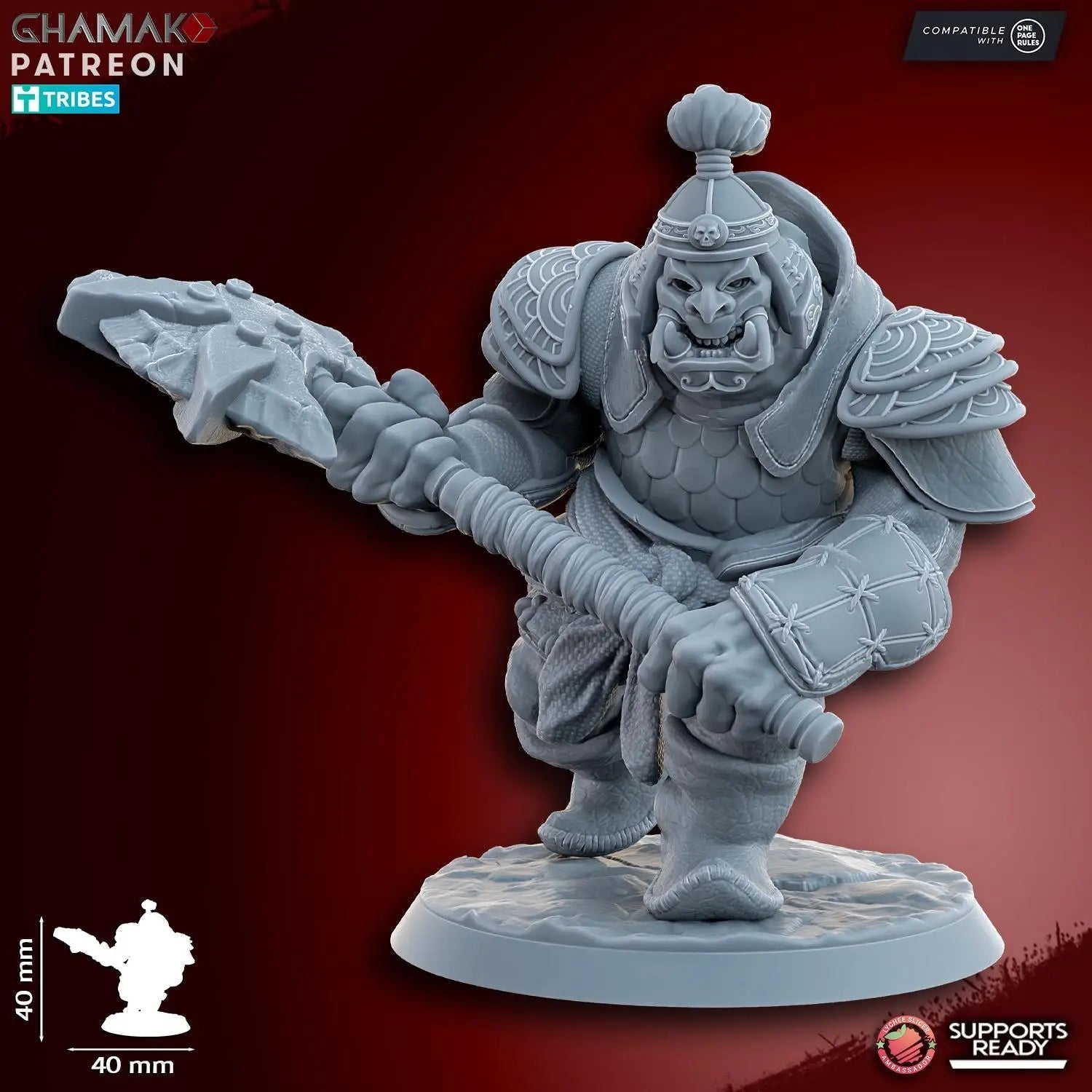 Grey Waste Orc by Ghamak Fantasy 28/32mm Scale Miniature, 40mm tall, 10 Units - DelsBricks Toys & CollectiblesResin Printed MiniatureDelsBricks Toys & CollectiblesMega Diamonds & Schwartzreiter Mini Forge