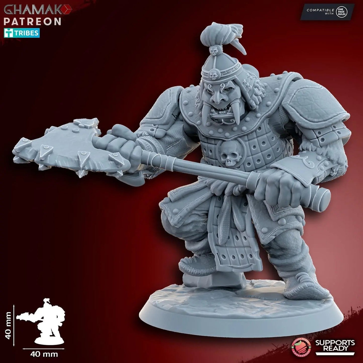Grey Waste Orc by Ghamak Fantasy 28/32mm Scale Miniature, 40mm tall, 10 Units - DelsBricks Toys & CollectiblesResin Printed MiniatureDelsBricks Toys & CollectiblesMega Diamonds & Schwartzreiter Mini Forge