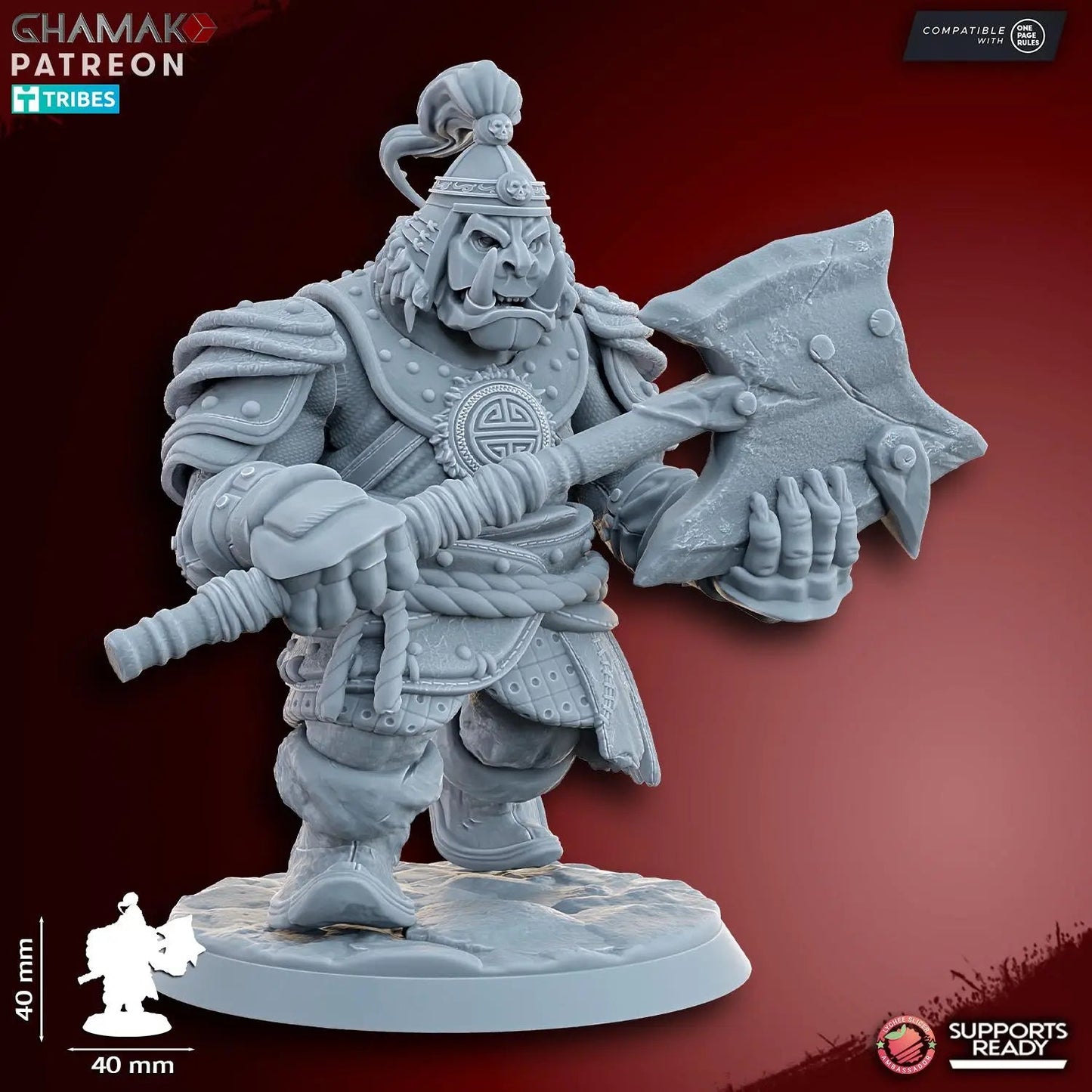 Grey Waste Orc by Ghamak Fantasy 28/32mm Scale Miniature, 40mm tall, 10 Units - DelsBricks Toys & CollectiblesResin Printed MiniatureDelsBricks Toys & CollectiblesMega Diamonds & Schwartzreiter Mini Forge
