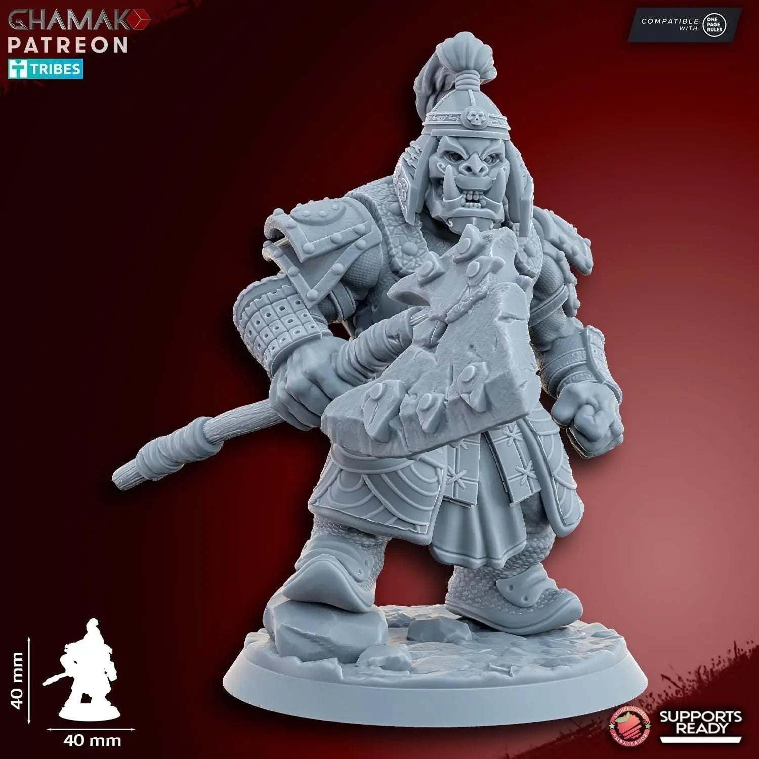 Grey Waste Orc by Ghamak Fantasy 28/32mm Scale Miniature, 40mm tall, 10 Units - DelsBricks Toys & CollectiblesResin Printed MiniatureDelsBricks Toys & CollectiblesMega Diamonds & Schwartzreiter Mini Forge