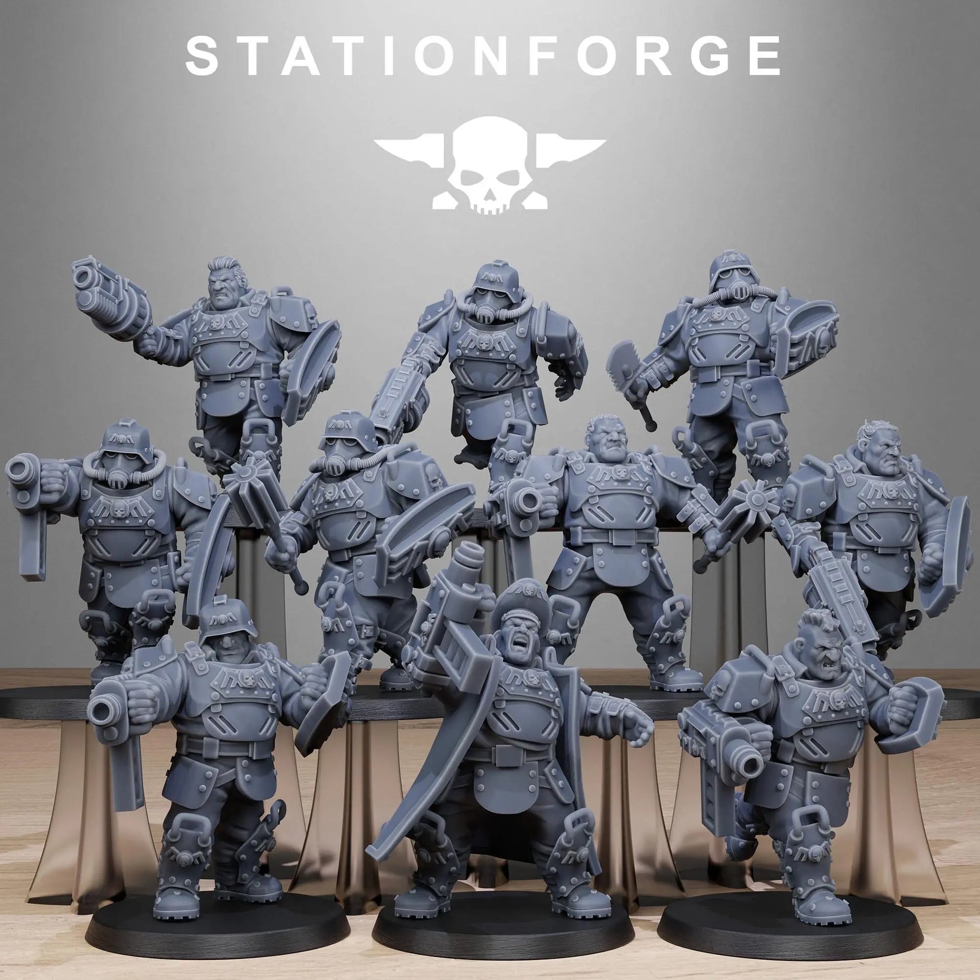 Grim Guard Armored Mutants by Station Forge 28/32mm Heroic Scale Miniature, 50mm tall, 10 Units, Proxy, Grimdark, Sci - Fi, OPR, Guard - DelsBricks Toys & CollectiblesResin Printed MiniatureDelsBricks Toys & CollectiblesMega Diamonds & Schwartzreiter Mini Forge