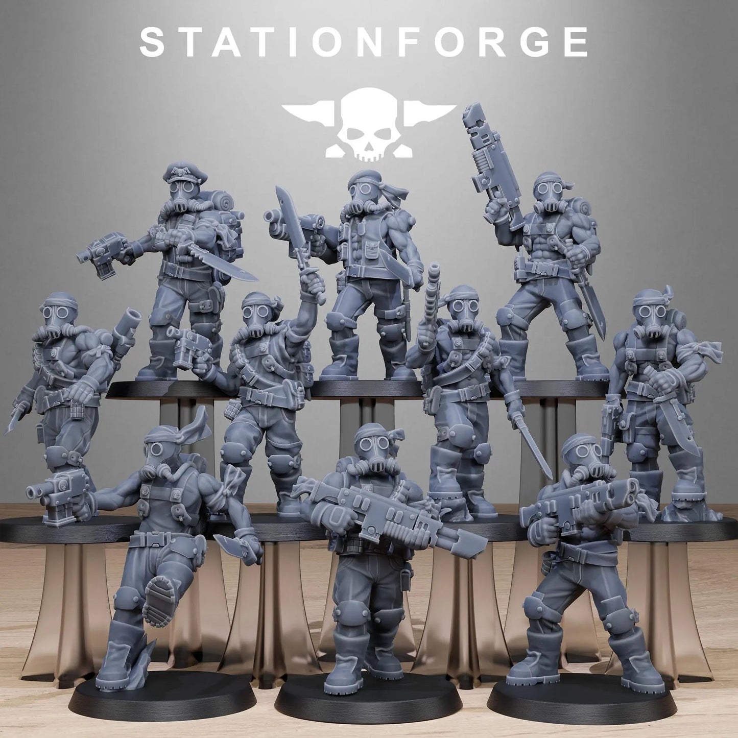 Grim Guard Jungle Fighters 2 by Station Forge 28mm Heroic Scale Miniature, 32mm tall, 10 Units, Proxy, Grimdark, Sci - Fi, OPR, Guard - DelsBricks Toys & CollectiblesResin Printed MiniatureDelsBricks Toys & CollectiblesMega Diamonds & Schwartzreiter Mini Forge