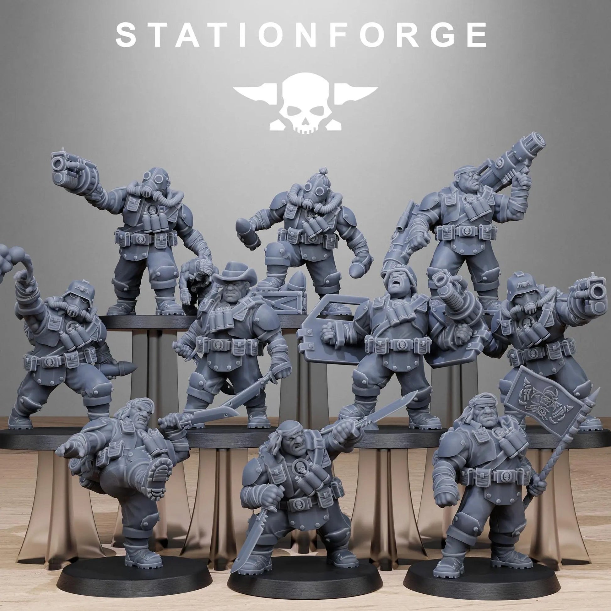 Grimguard Jungle Fighter Mutants by Station Forge 28mm Heroic Scale Miniature, 45mm tall, 10 Units, Proxy, Grimdark, Sci - Fi, OPR, Guard - DelsBricks Toys & CollectiblesResin Printed MiniatureDelsBricks Toys & CollectiblesMega Diamonds & Schwartzreiter Mini Forge