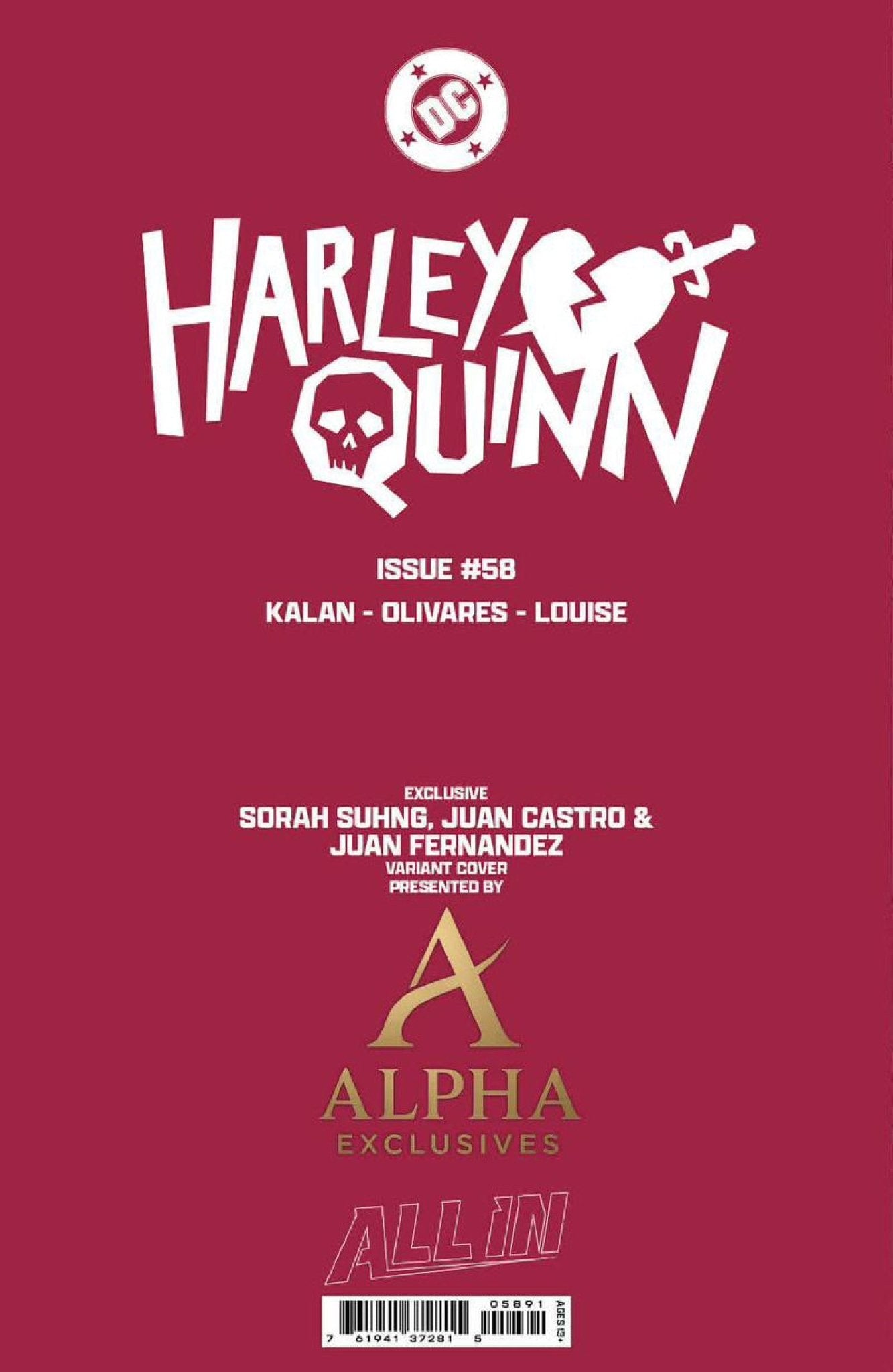 Harley Quinn 58 Sorah Suhng Exclusive Virgin Var (01/28/2026) - DelsBricks Toys & CollectiblesCOMIC BOOKDelsBricks Toys & CollectiblesUnknown Comic Books