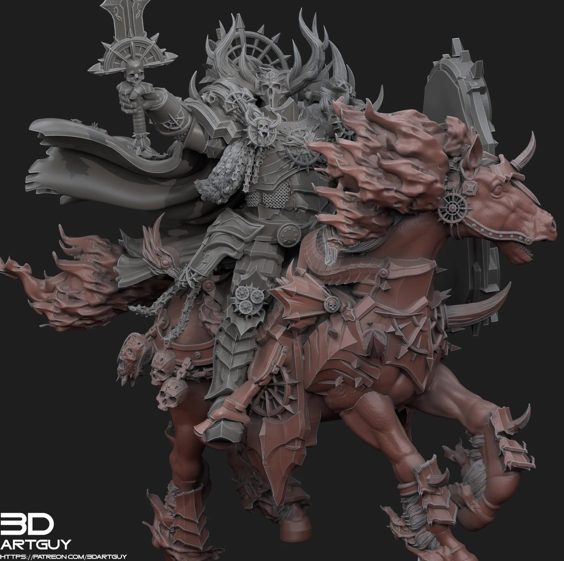 Herald of the Apocalypse by 3DArtGuy 32mm scale, 50mm or 100mm, Miniature War Gaming Figure - DelsBricks Toys & CollectiblesDelsBricks Toys & CollectiblesMega Diamonds & Schwartzreiter Mini Forge