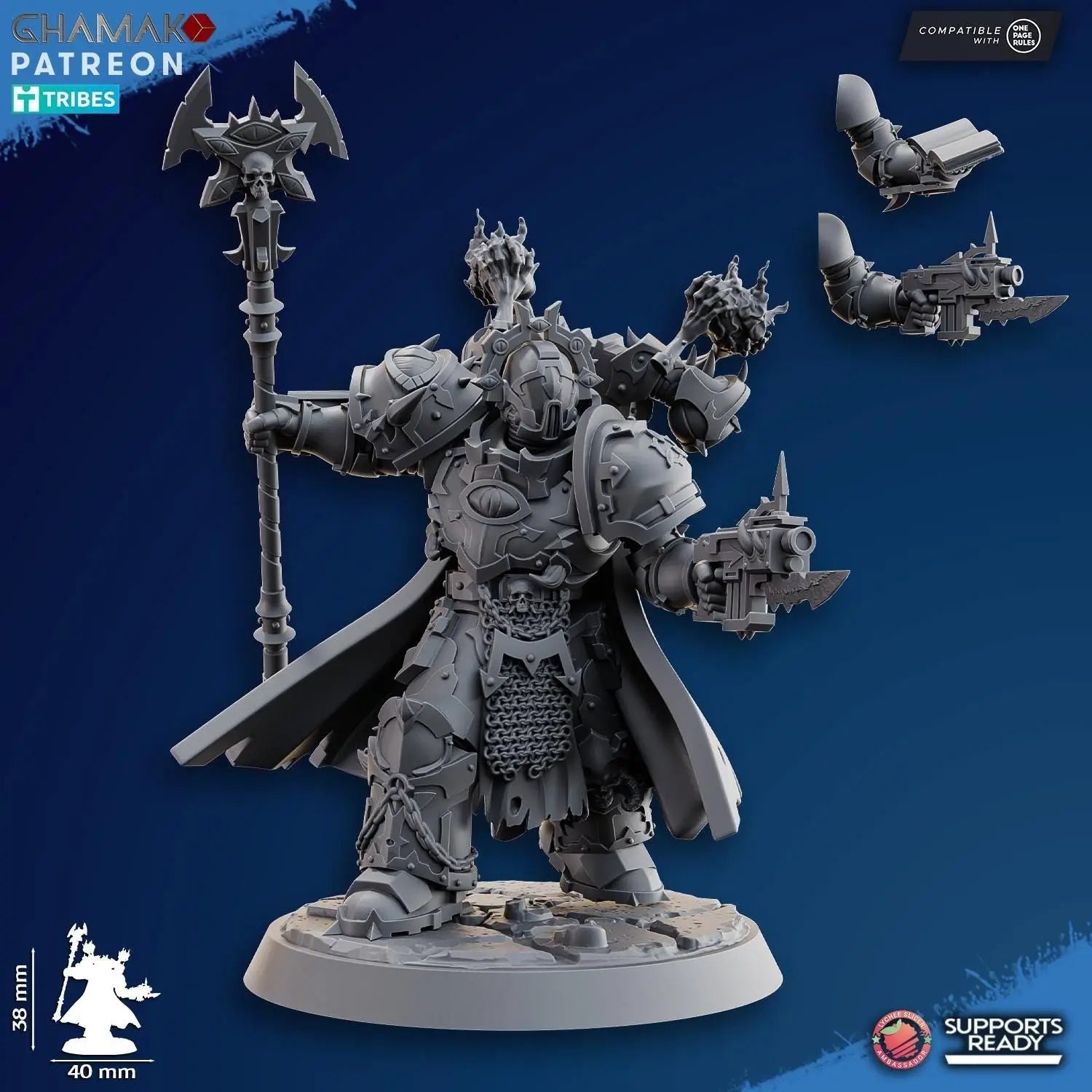 Heretic Warlock 2 by Ghamak Fantasy 28mm Scale Miniature, 38mm tall - DelsBricks Toys & CollectiblesResin Printed MiniatureDelsBricks Toys & CollectiblesMega Diamonds & Schwartzreiter Mini Forge