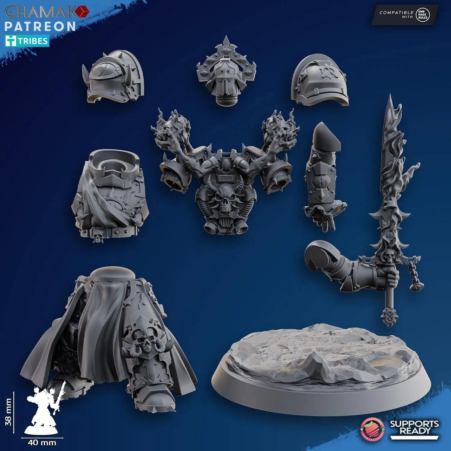 Heretic Warlock by Ghamak Fantasy 28mm Scale Miniature, 38mm tall - DelsBricks Toys & CollectiblesResin Printed MiniatureDelsBricks Toys & CollectiblesMega Diamonds & Schwartzreiter Mini Forge
