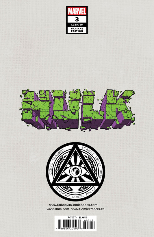 Hulk 3 Unknown Comics Alan Quah Exclusive Var (01/19/2022) - DelsBricks Toys & CollectiblesCOMIC BOOK EXCLUSIVEDelsBricks Toys & CollectiblesUnknown Comic Books