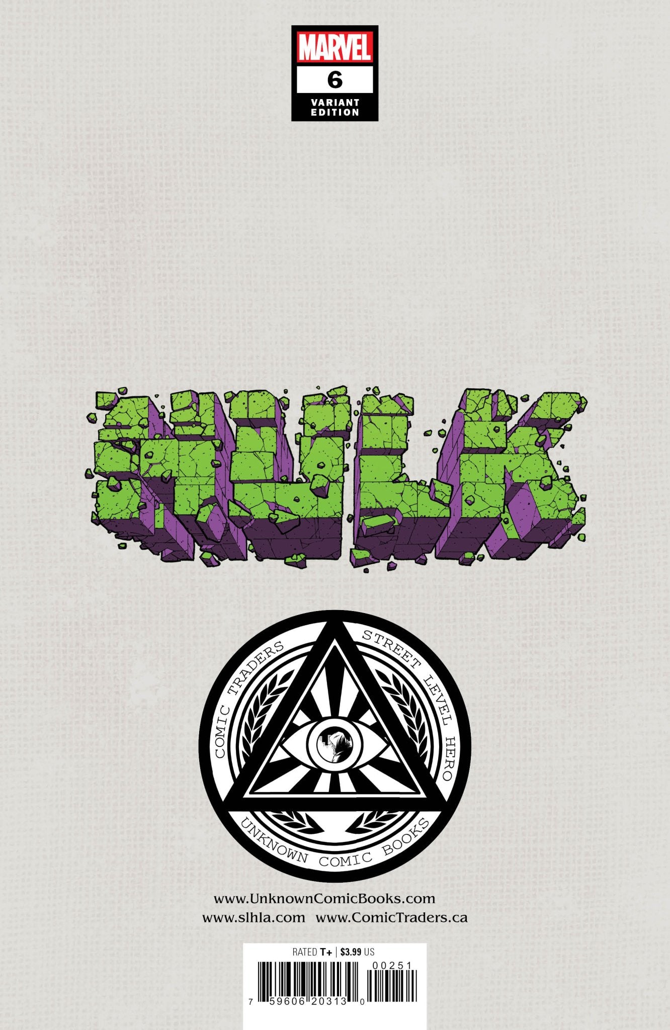 Hulk 6 Unknown Comics Will Sliney Exclusive Var (04/20/2022) - DelsBricks Toys & CollectiblesCOMIC BOOK EXCLUSIVEDelsBricks Toys & CollectiblesUnknown Comic Books