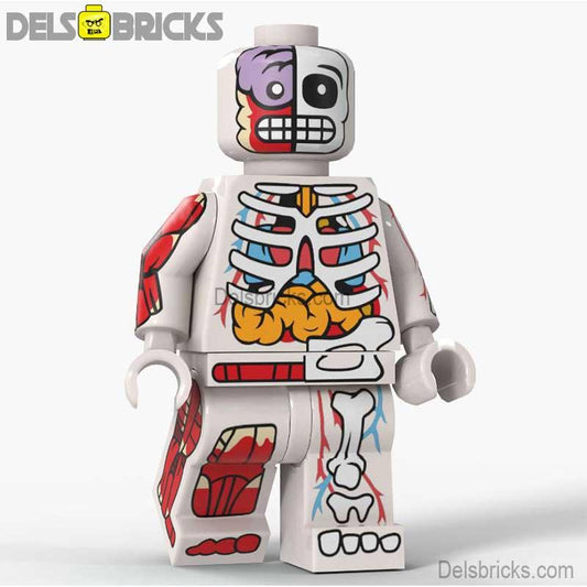 Human Body Guy Visible Anatomy Man White Color Lego Minifigures custom toys - DelsBricks MinifiguresLego Horror MinifiguresDelsBricks MinifiguresDelsbricks.com