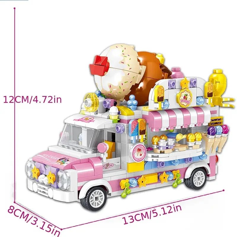 Ice Cream Truck Building Block toys Minifigures Food Trucks Fun for All over 500 Pieces - DelsBricks MinifiguresFood Truck Minifigures brick building toysDelsBricks MinifiguresDelsbricks.com