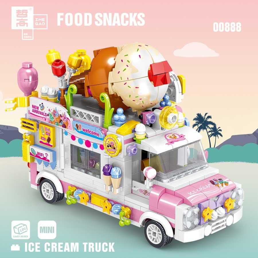 Ice Cream Truck Building Block toys Minifigures Food Trucks Fun for All over 500 Pieces - DelsBricks MinifiguresFood Truck Minifigures brick building toysDelsBricks MinifiguresDelsbricks.com