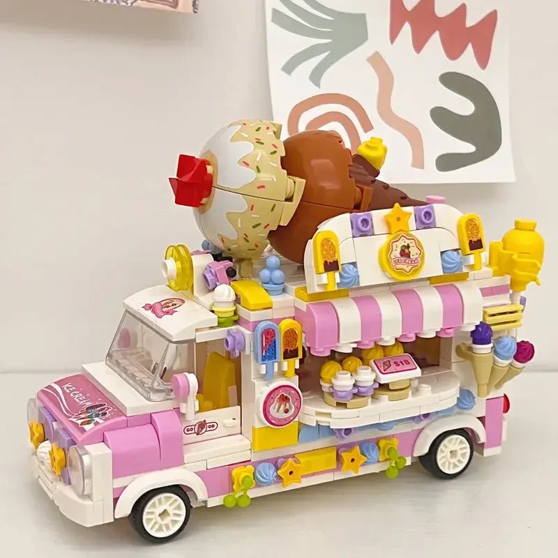 Ice Cream Truck Building Block toys Minifigures Food Trucks Fun for All over 500 Pieces - DelsBricks MinifiguresFood Truck Minifigures brick building toysDelsBricks MinifiguresDelsbricks.com