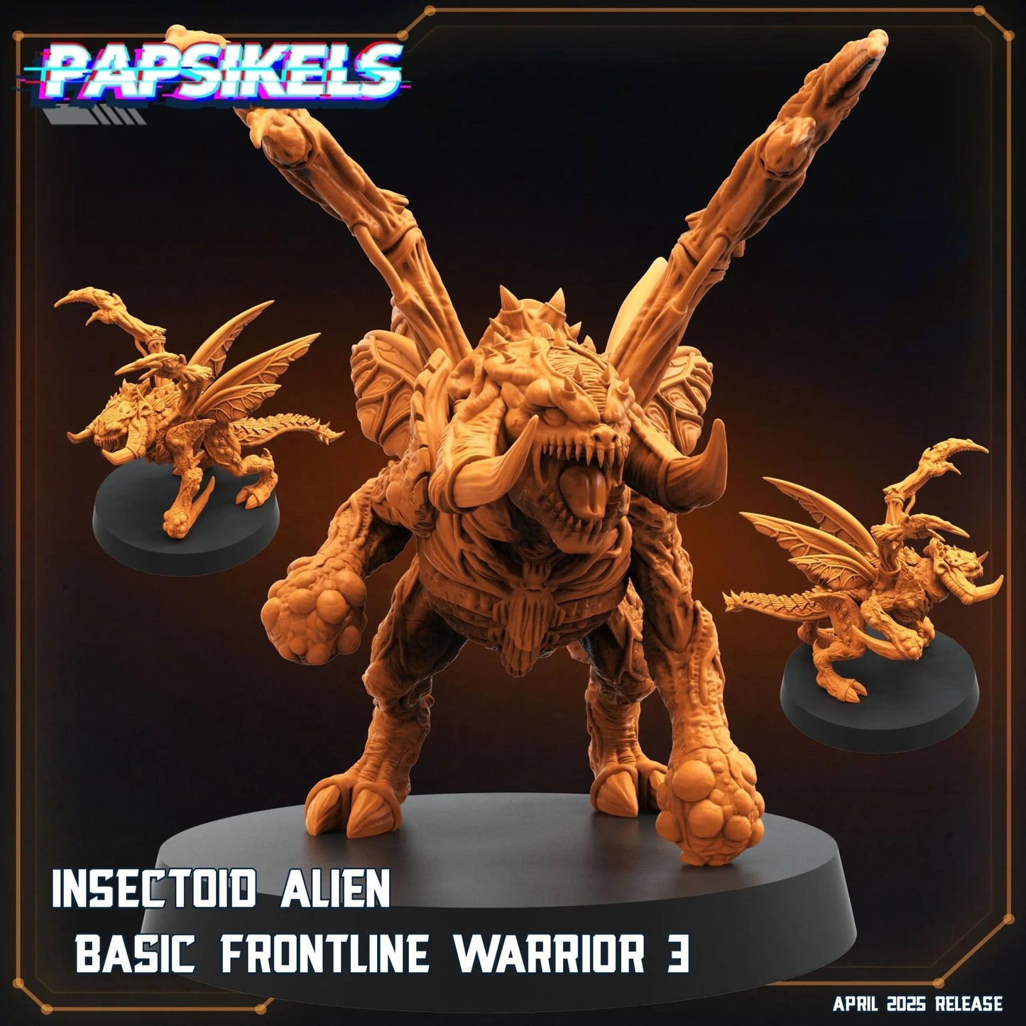 Insectoid Alien Basic Frontline Warrior by Papsikels Miniature, 32mm Heroic Scale, War Gaming, Proxy for Alien, Aliens vs Humans, Sci - fi - DelsBricks Toys & CollectiblesResin Printed MiniatureDelsBricks Toys & CollectiblesMega Diamonds & Schwartzreiter Mini Forge