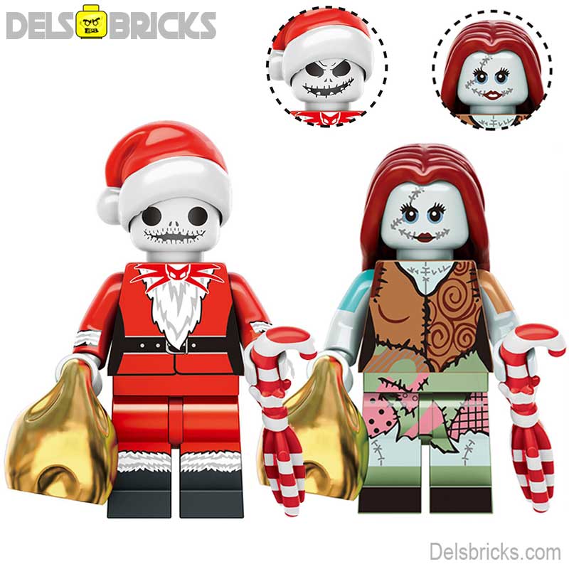 Jack Skellington & Sally Nightmare Before Christmas Lego Minifigures Custom Toys 2 - DelsBricks MinifiguresLego Horror MinifiguresDelsBricks MinifiguresDelsbricks.com