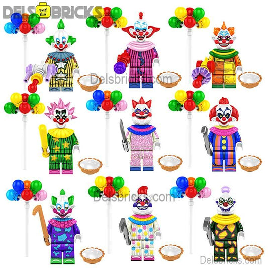 Killer Clowns From Outer Space set of 9 movie Lego Minifigures custom toys - DelsBricks MinifiguresLego Horror MinifiguresDelsBricks MinifiguresDelsbricks.com