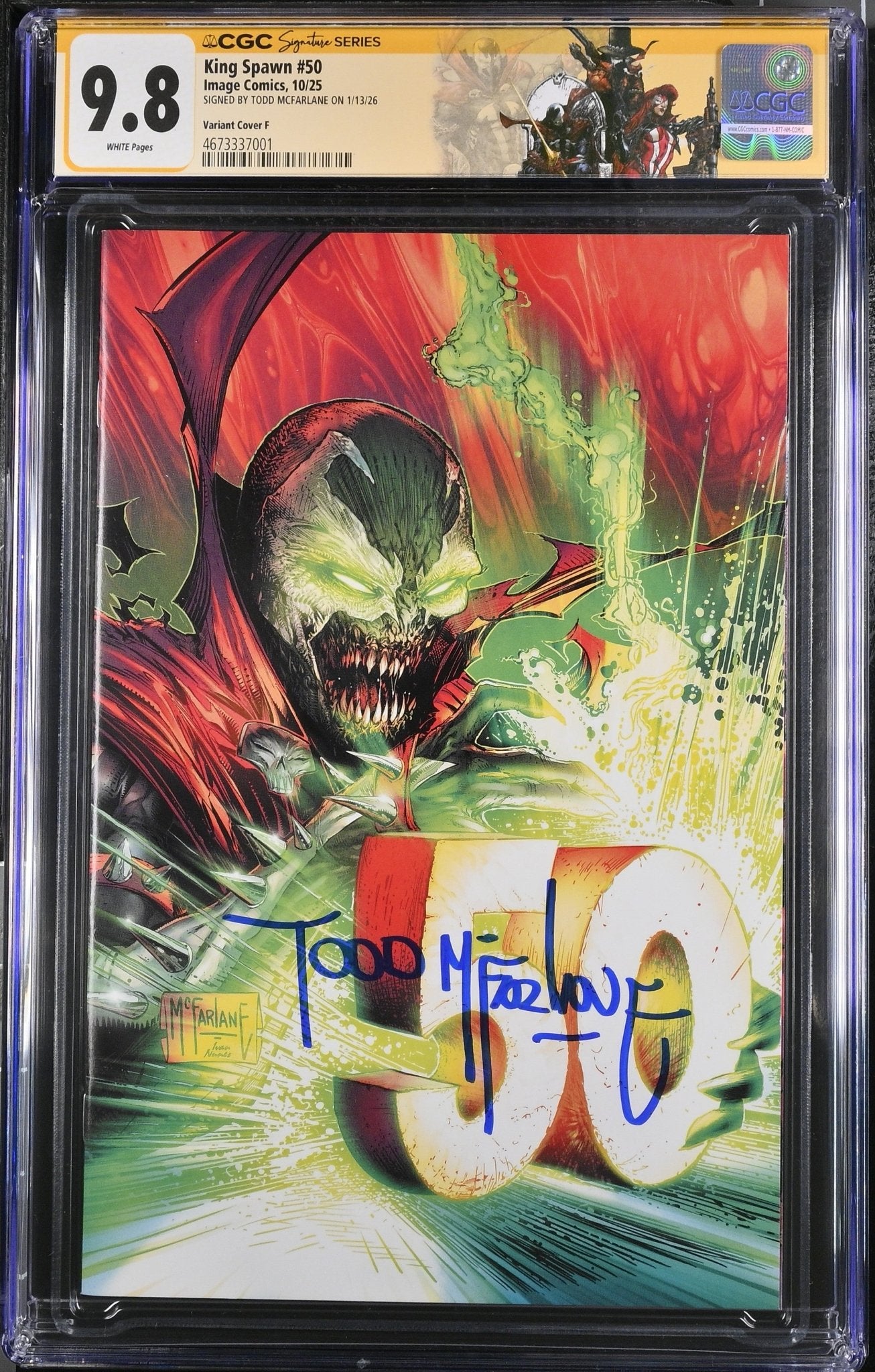 King Spawn 50 1:100 Variant | McFarlane Signed | CGC 9.8 | Custom Label - DelsBricks Toys & CollectiblesCollectibles:Comic Books & Memorabilia:Comics:Comics & Graphic NovelsDelsBricks Toys & Collectibles412 Comics
