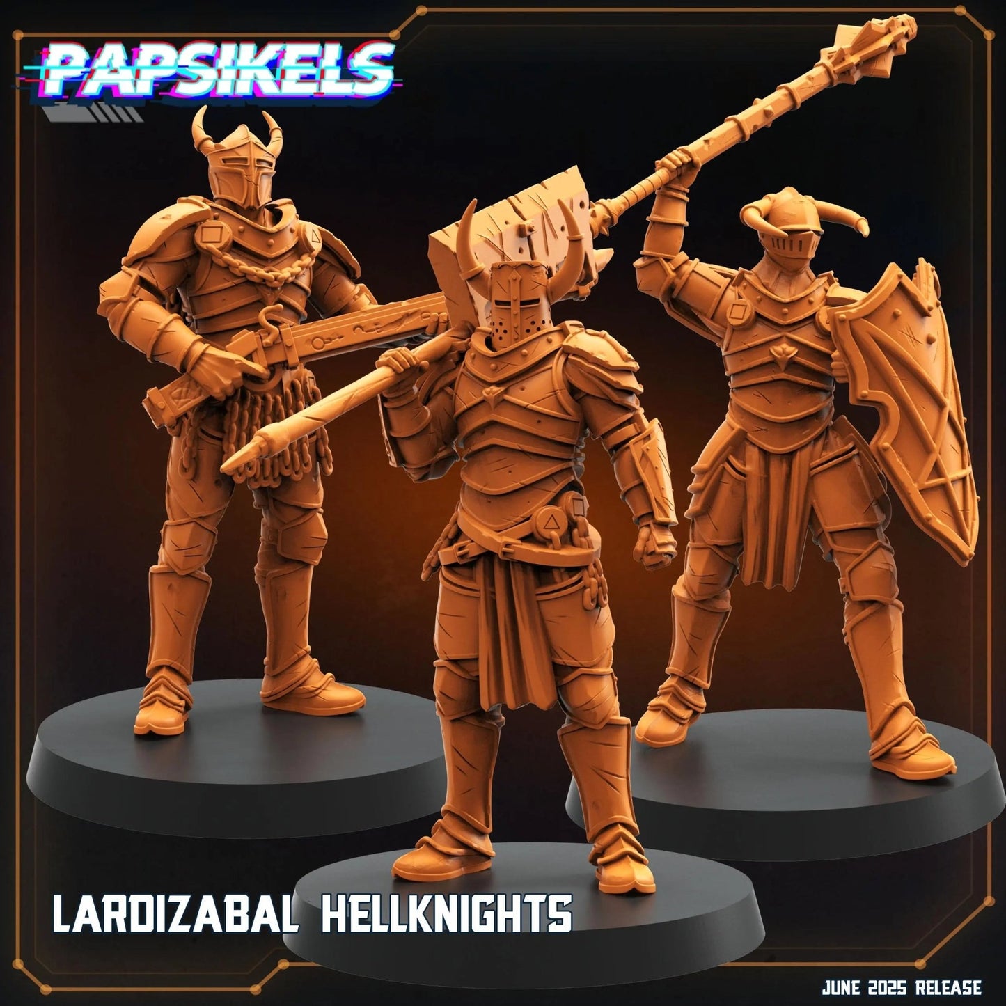Lardizabal Hell Knight by Papsikels Miniature, 3 Figures, 28/32mm Scale, 64mm, War Gaming, Proxy for Trench Crusade - DelsBricks Toys & CollectiblesResin Printed MiniatureDelsBricks Toys & CollectiblesMega Diamonds & Schwartzreiter Mini Forge