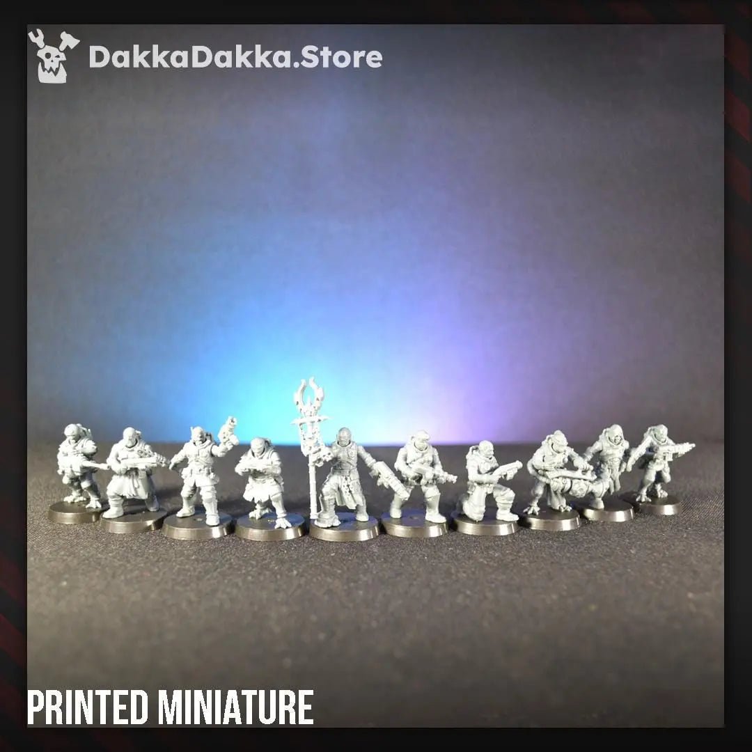 Liquidation Team of Cosmic Harvester by DakkaDakka 28mm Heroic Scale Miniature, 32mm tall, 10 Units, Proxy, Grimdark, Sci - Fi, OPR, Chaos - DelsBricks Toys & CollectiblesResin Printed MiniatureDelsBricks Toys & CollectiblesMega Diamonds & Schwartzreiter Mini Forge