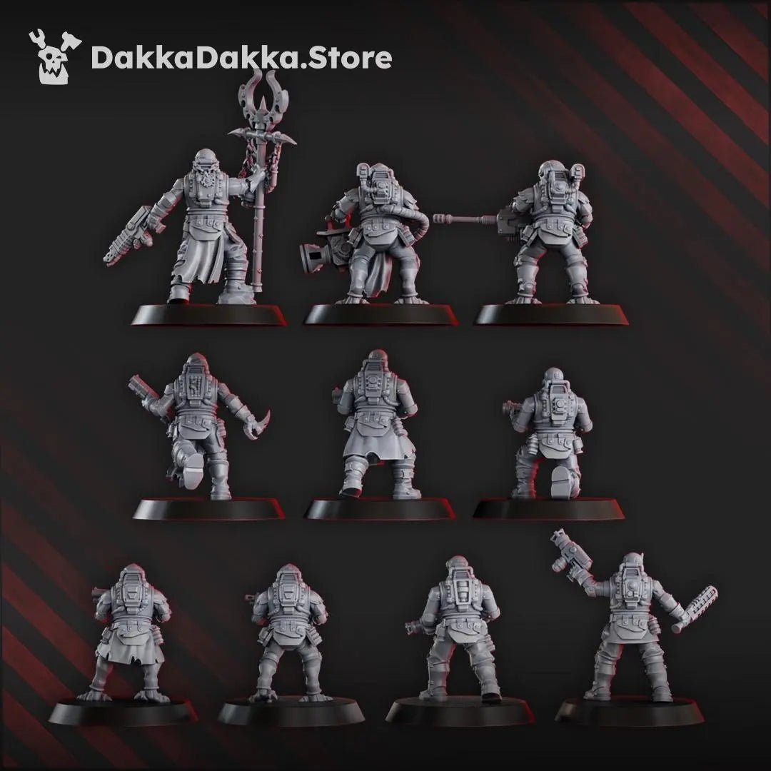 Liquidation Team of Cosmic Harvester by DakkaDakka 28mm Heroic Scale Miniature, 32mm tall, 10 Units, Proxy, Grimdark, Sci - Fi, OPR, Chaos - DelsBricks Toys & CollectiblesResin Printed MiniatureDelsBricks Toys & CollectiblesMega Diamonds & Schwartzreiter Mini Forge