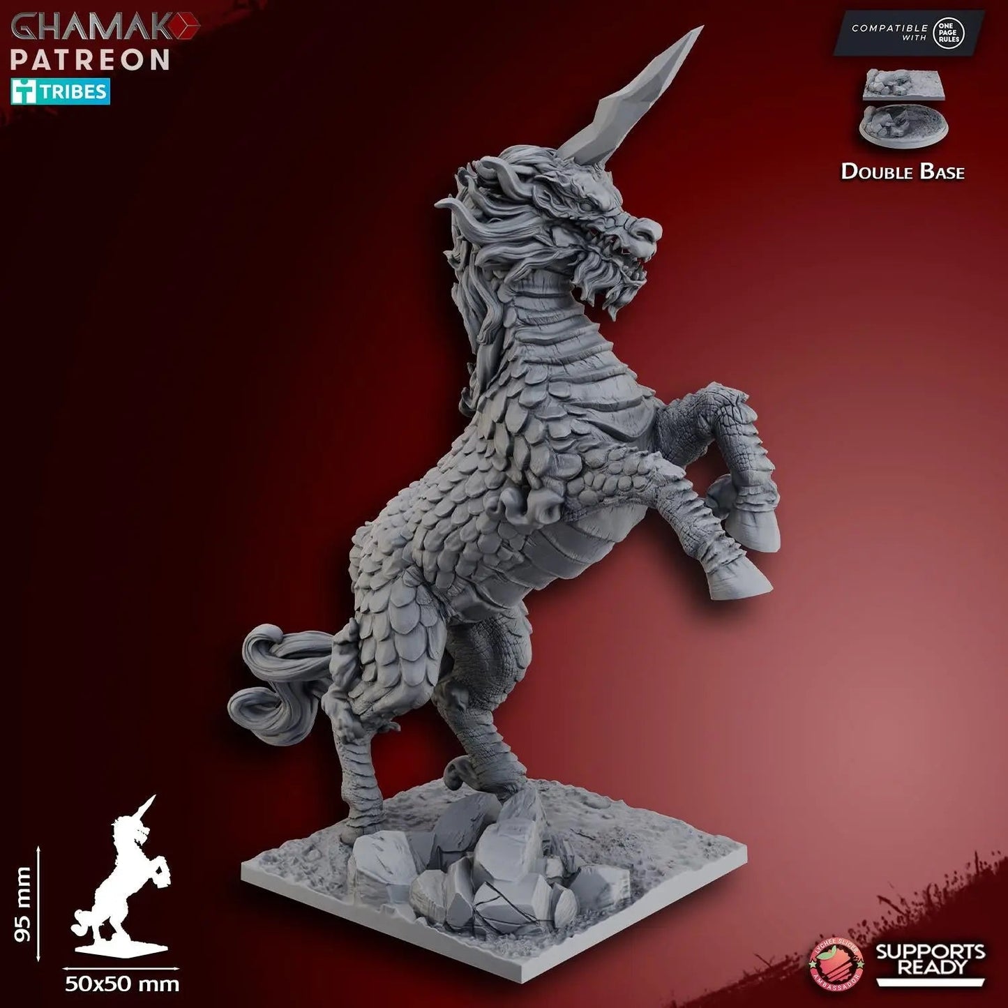 Lord of Kyrin by Ghamak Heroic 28mm Scale Miniature, 95mm tall, Dragon, Proxy, Fantasy, Unicorn, Kirin - DelsBricks Toys & CollectiblesResin Printed MiniatureDelsBricks Toys & CollectiblesMega Diamonds & Schwartzreiter Mini Forge